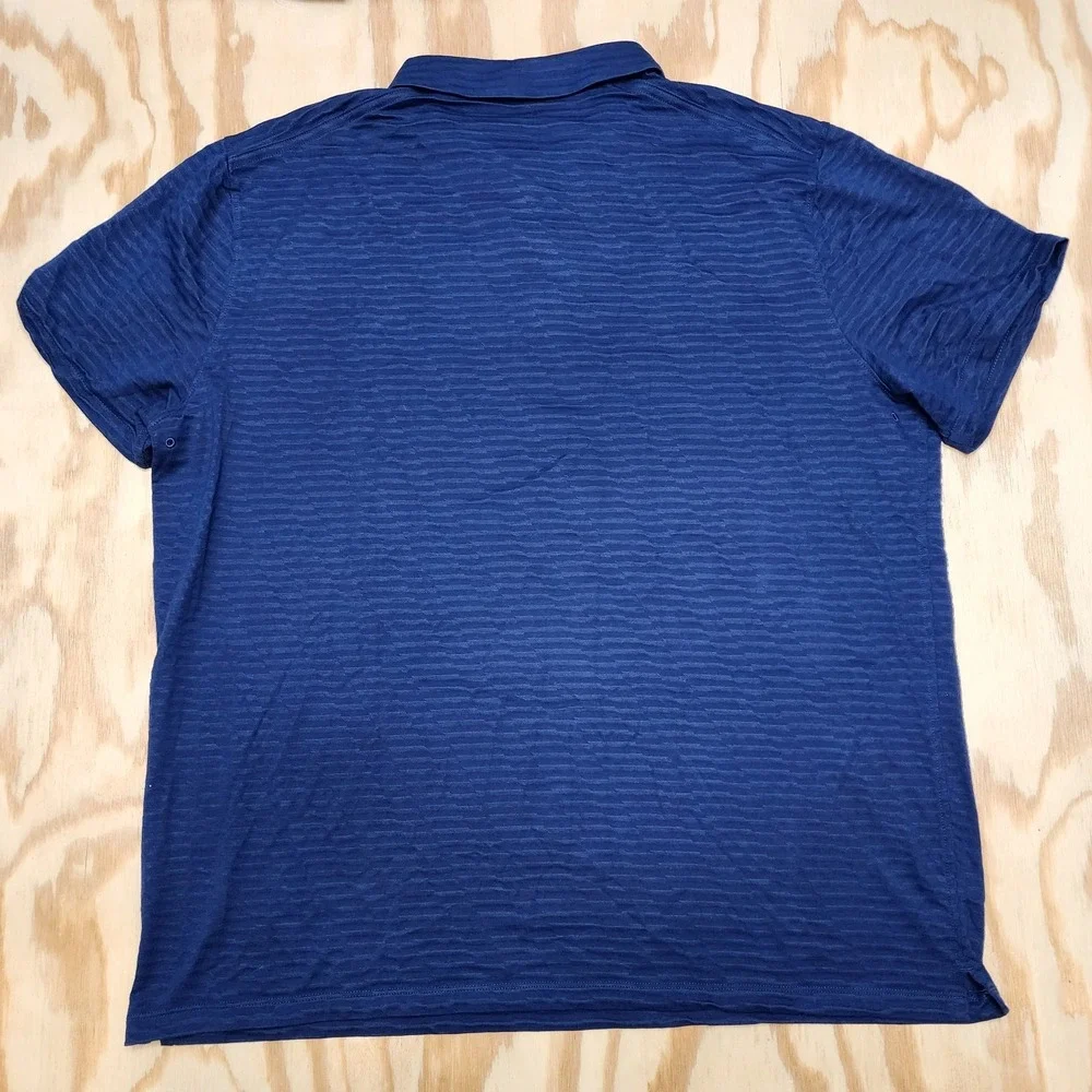 Nike DriFit Polo Shirt Mens XL Quick Dry Dark Blue Breathable‎ Woven Stripes